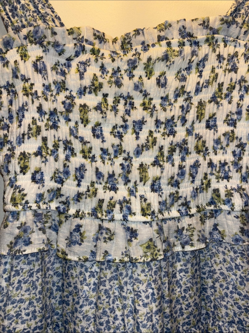 Altar'd State Blue and White Floral Tiered Mini Dress - Picture 2 of 6